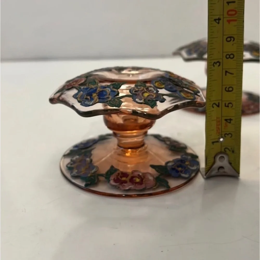 Floral Glass Candle Holders